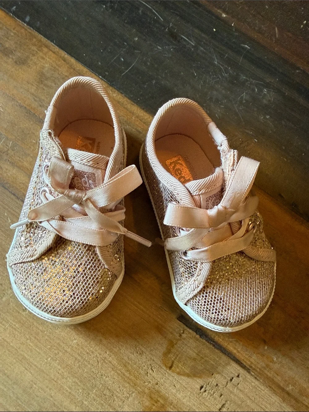Keds Infant Sparkle Rose Gold Lace-Up Sneakers